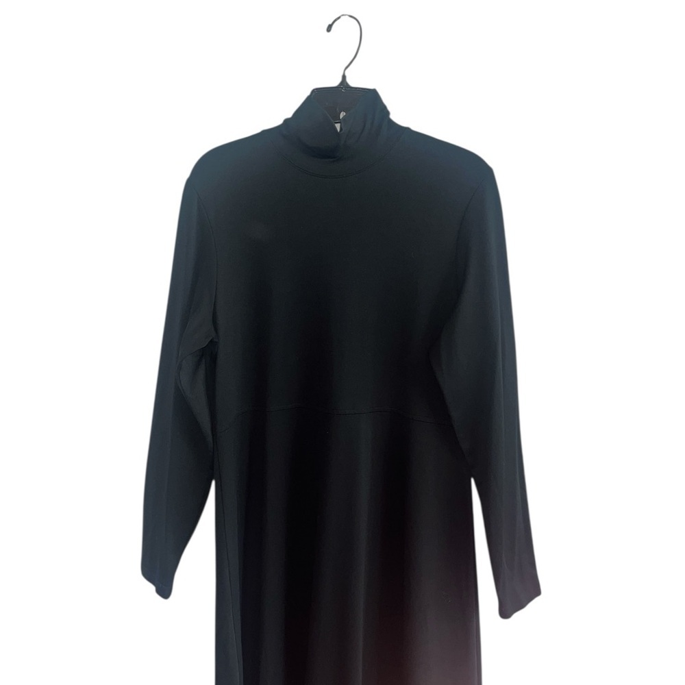 L.L. Bean Black Mock Neck Long Sleeve Midi Dress Size M - Picture 2 of 8